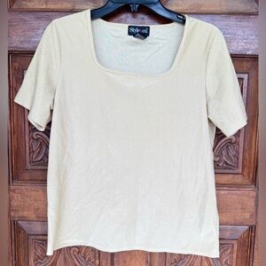 Style & Co. Light Gold Shimmer Fabric Short Sleeve Top.  Size Medium.  NWOT.